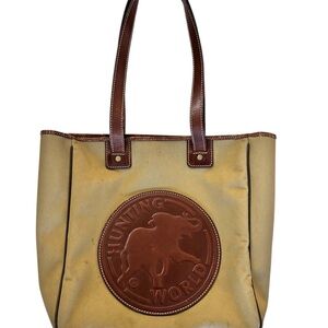 Vintage Hunting World Tan Tote Bag with Brown Accents